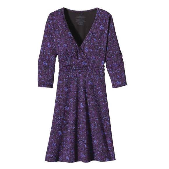 Patagonia Dresses & Skirts - Patagonia Margot Dress Long Sleeve Purple Print Stretch Travel Size M